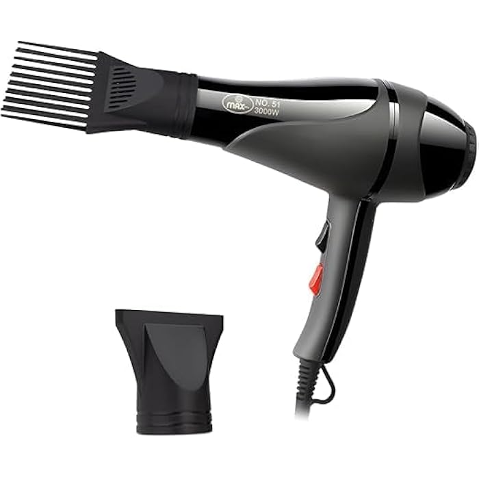 Hair Dryer 3000W, Salon Professional Blow Dryer With Comb Nozzle, 2 Speed 3 Heat Settings, Low Noise, Detachable Air Concentrator, Overheat Protection, Max-51 - Image 1